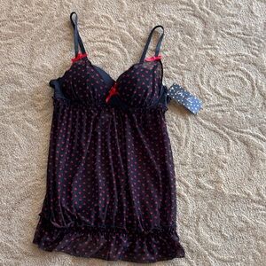 Elegant Black and Red Heart Print Per Lei intimates. Brand new